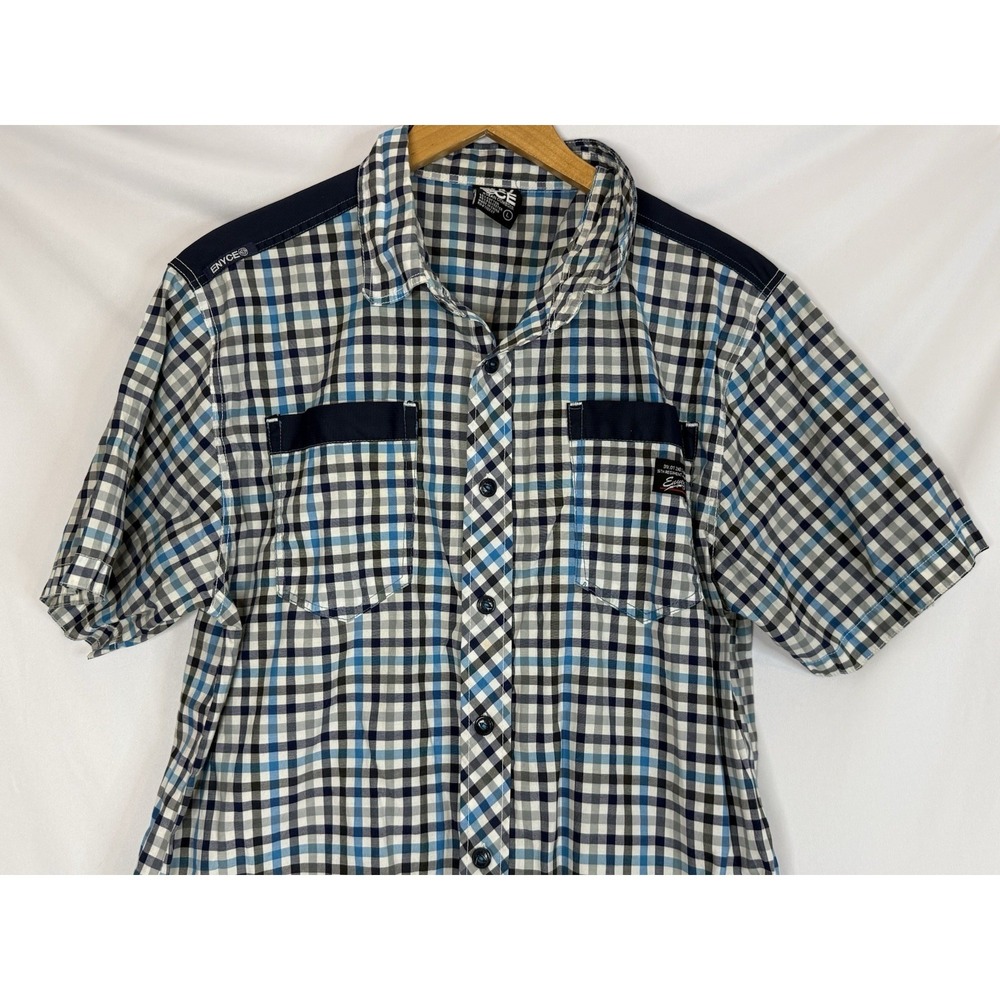 Enyce Shirt Mens Large Blue Plaid Short Sleeve Button Front Yoke Hip Hop Y2K - Picture 4 of 8